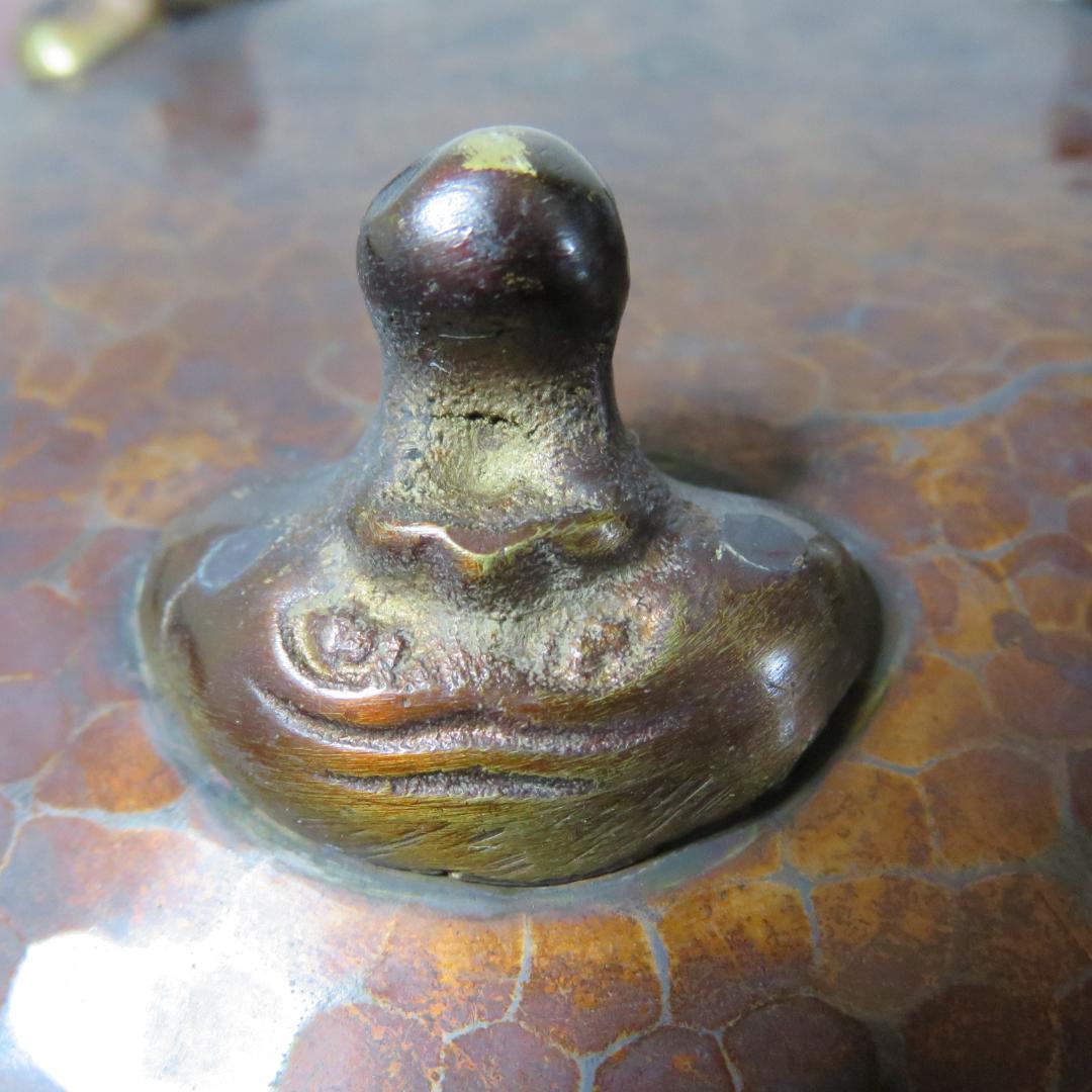 銅蟲鎚目 雲龍図三足菓子器 毛織雲龍図三足盆 菓子盆 菓子器 共箱 木箱付