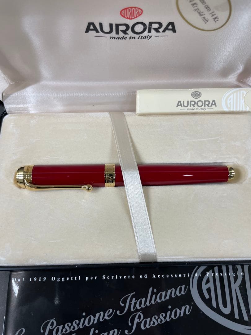 AURORA 赤 万年筆 14K
