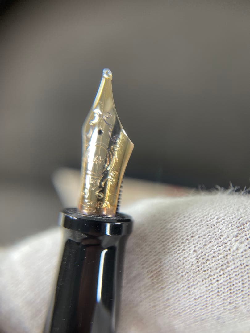 AURORA 赤 万年筆 14K