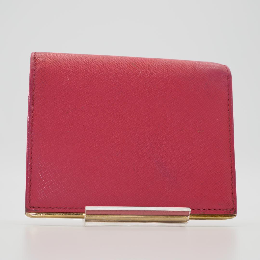 PRADA プラダ サフィアーノ レザー 二つ折り財布 ピンク系 ゴールド金具