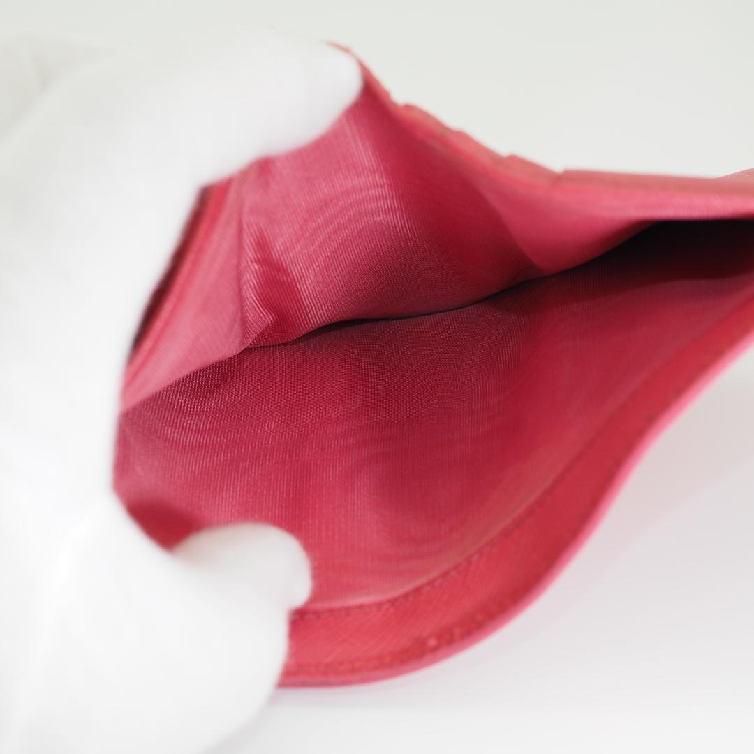 PRADA プラダ サフィアーノ レザー 二つ折り財布 ピンク系 ゴールド金具