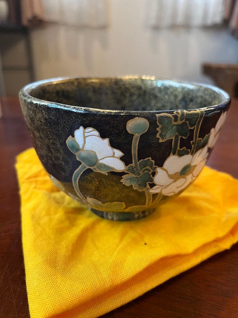 抹茶茶碗　乾山写し　秋海棠　浅野紫仙作（山崎窯）