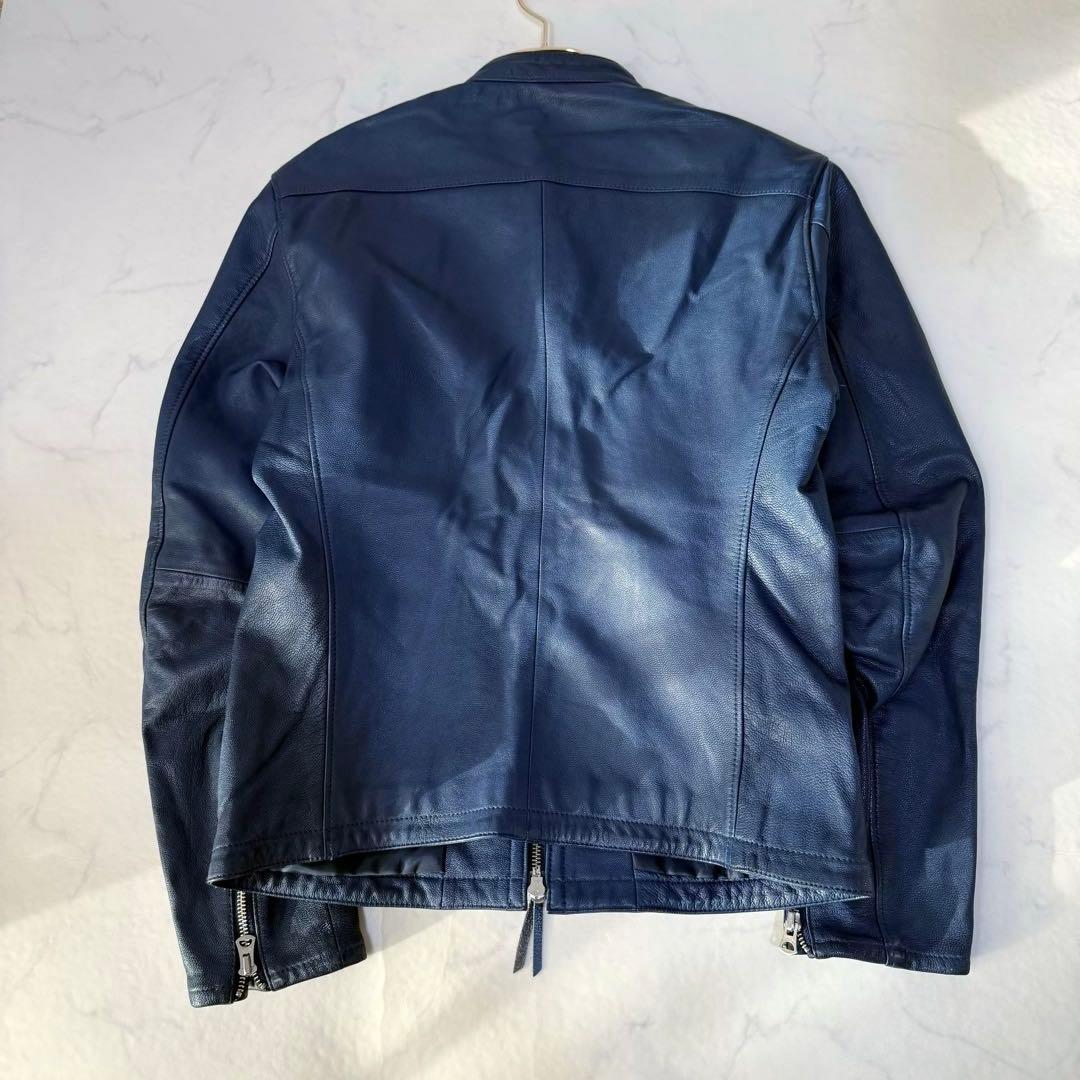BEAUTY&YOUTH シングルライダース ジャケット 山羊革 ブルー M