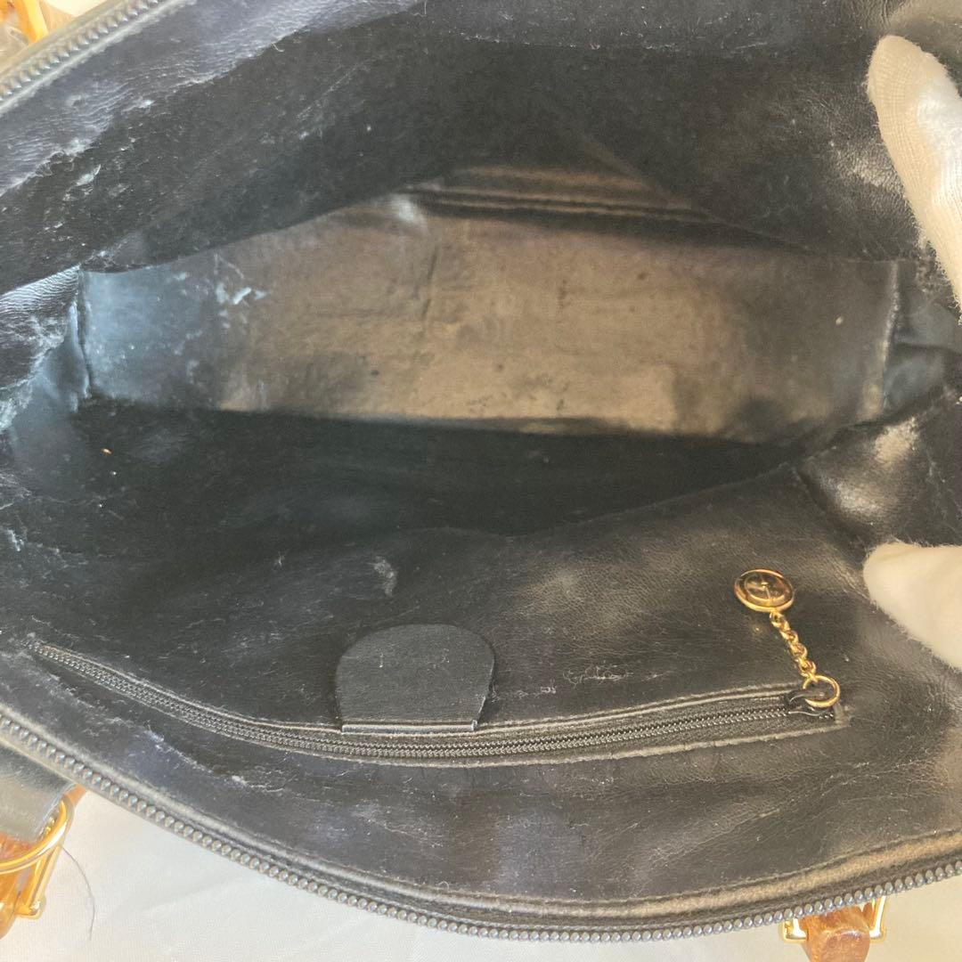GUCCIバンブーハンドル 黒レザーハンドバッグ