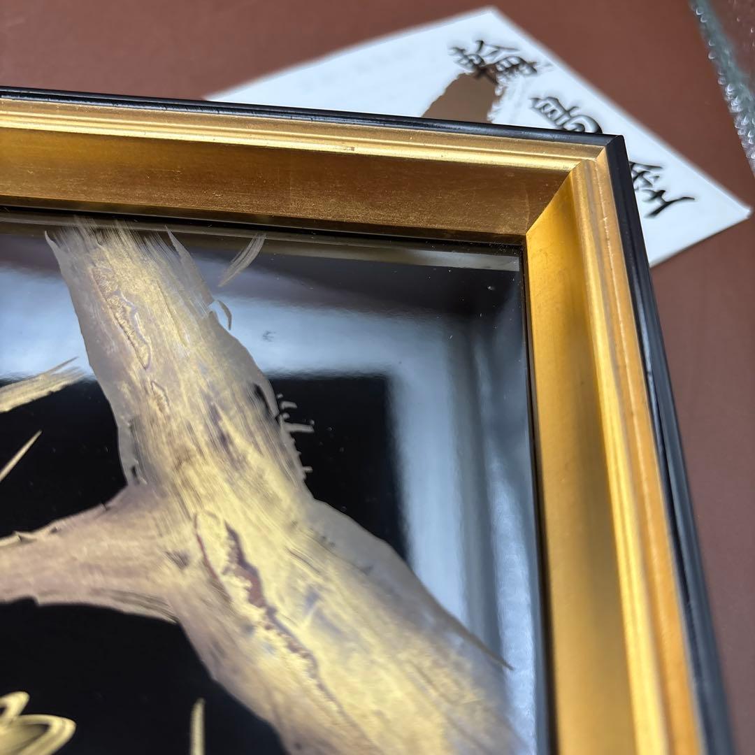 輪島塗パネル　藤八屋　奥田漆器店　漆師　ウグイス？　梅