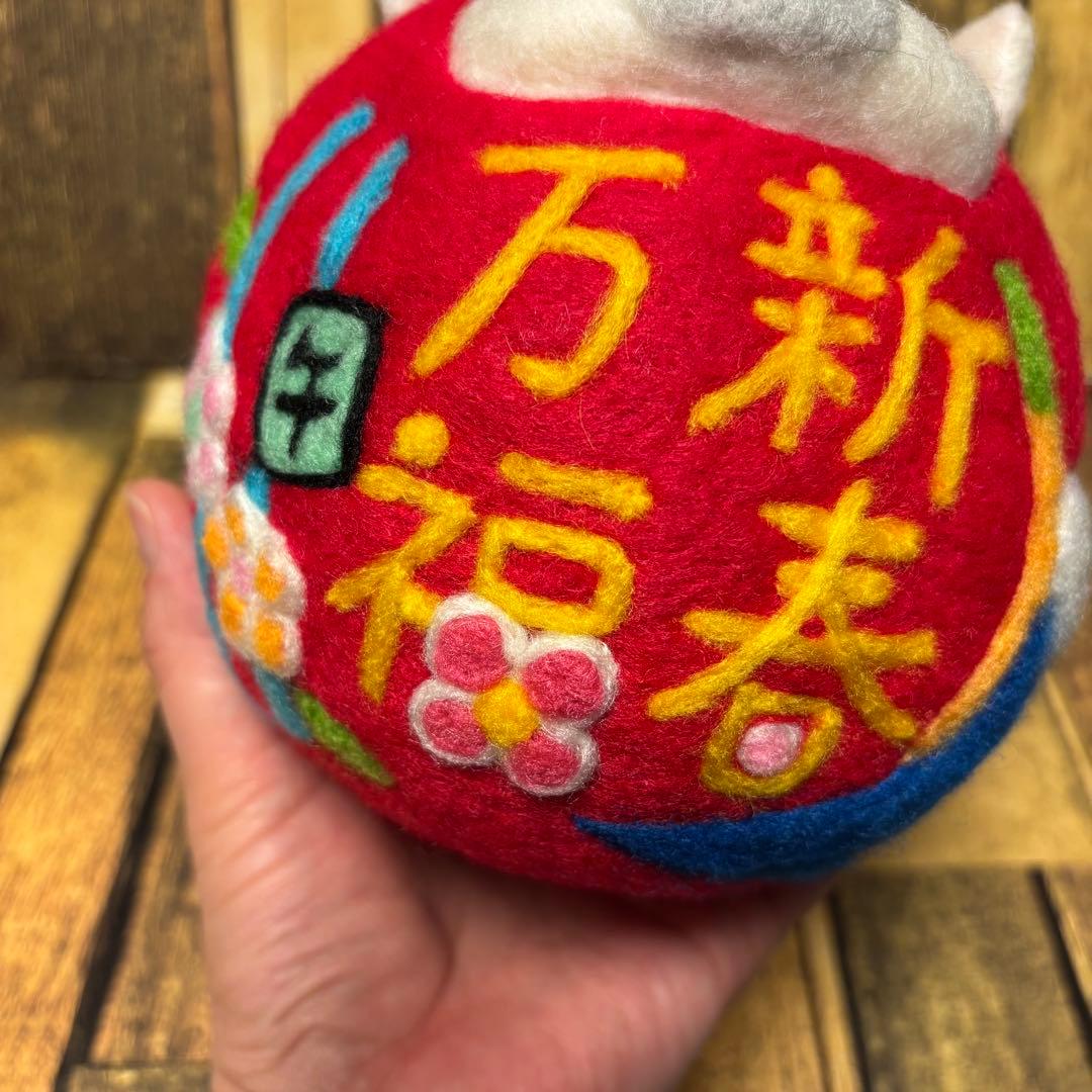 白馬赤だるま2点♡女の子だるま♡馬青だるま【羊毛フェルト・アクレーヌ】干支