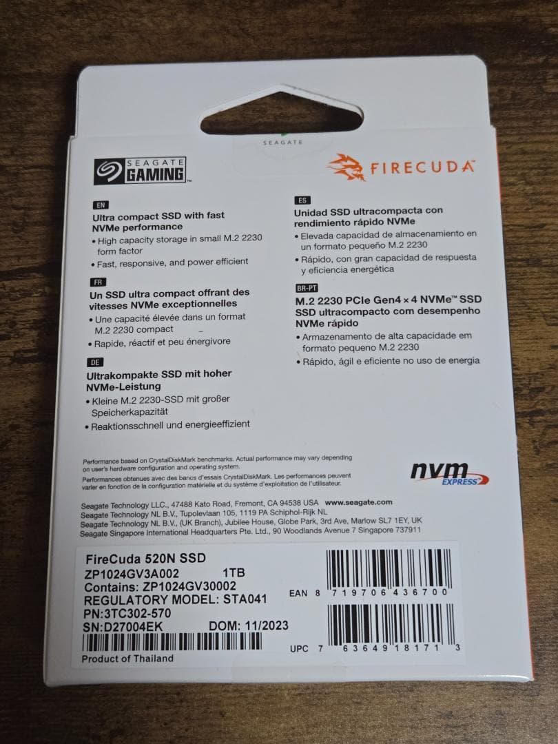 Seagate FireCuda 520N M.2 2230 内蔵SSD 1TB