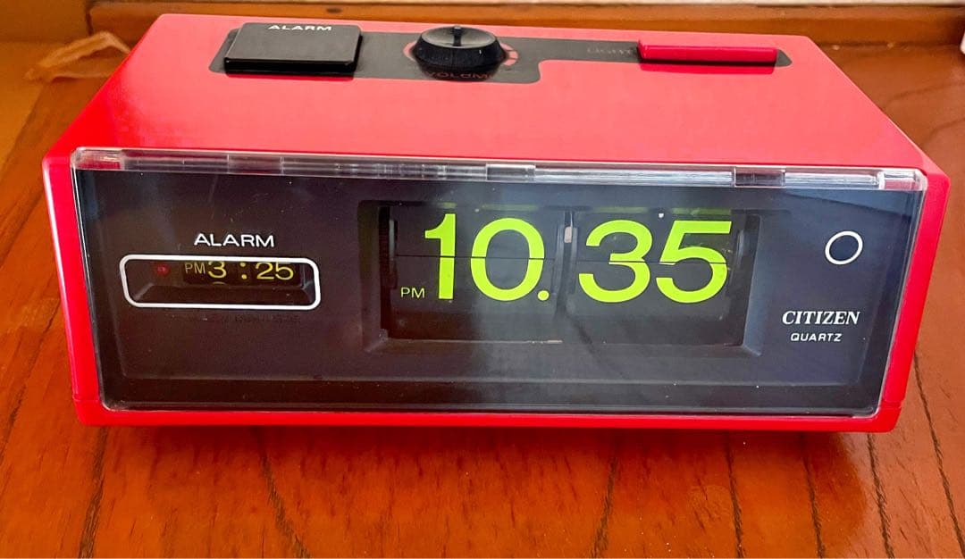 CITIZEN★シチズン★デジタル アラーム パタパタ時計 置時計/赤 稼働品