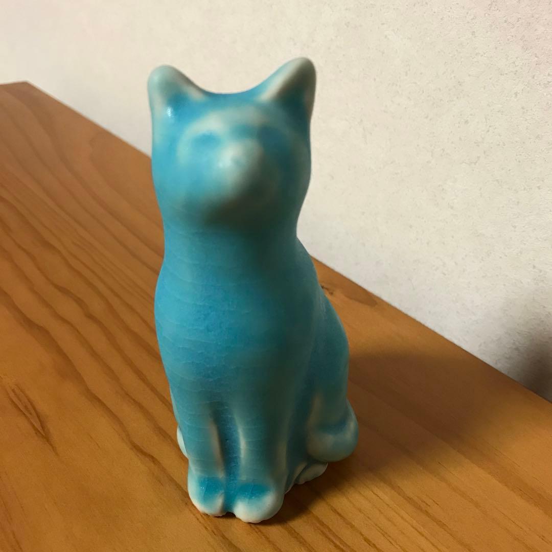 石垣島　やちむんブルー　陶器　猫