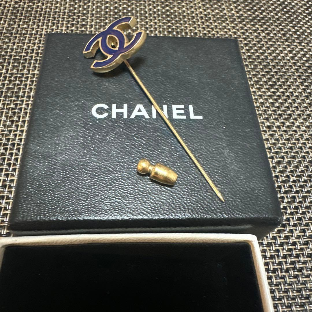 CHANEL シャネル ネイビー ココマーク ピンブローチ 正規刻印　最終最安値