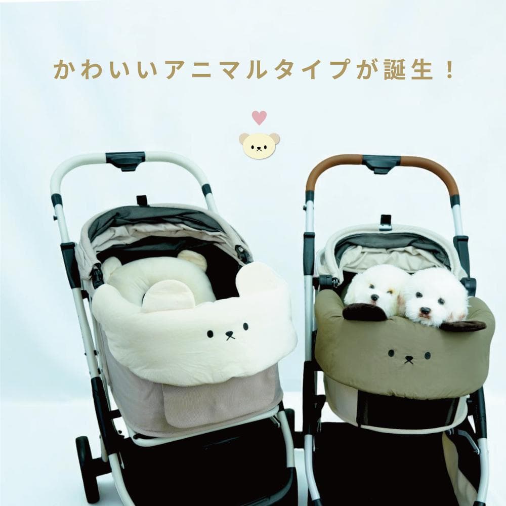 Lサイズ　カーキ×ブラウン ペットカートクッション あごのせ枕 マット 防水
