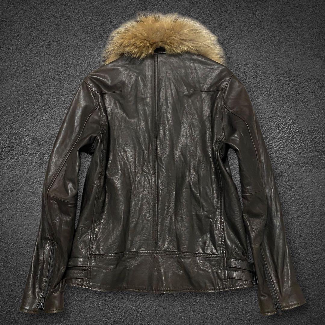 ジャケット・アウター nano universe fur leather biker jacket