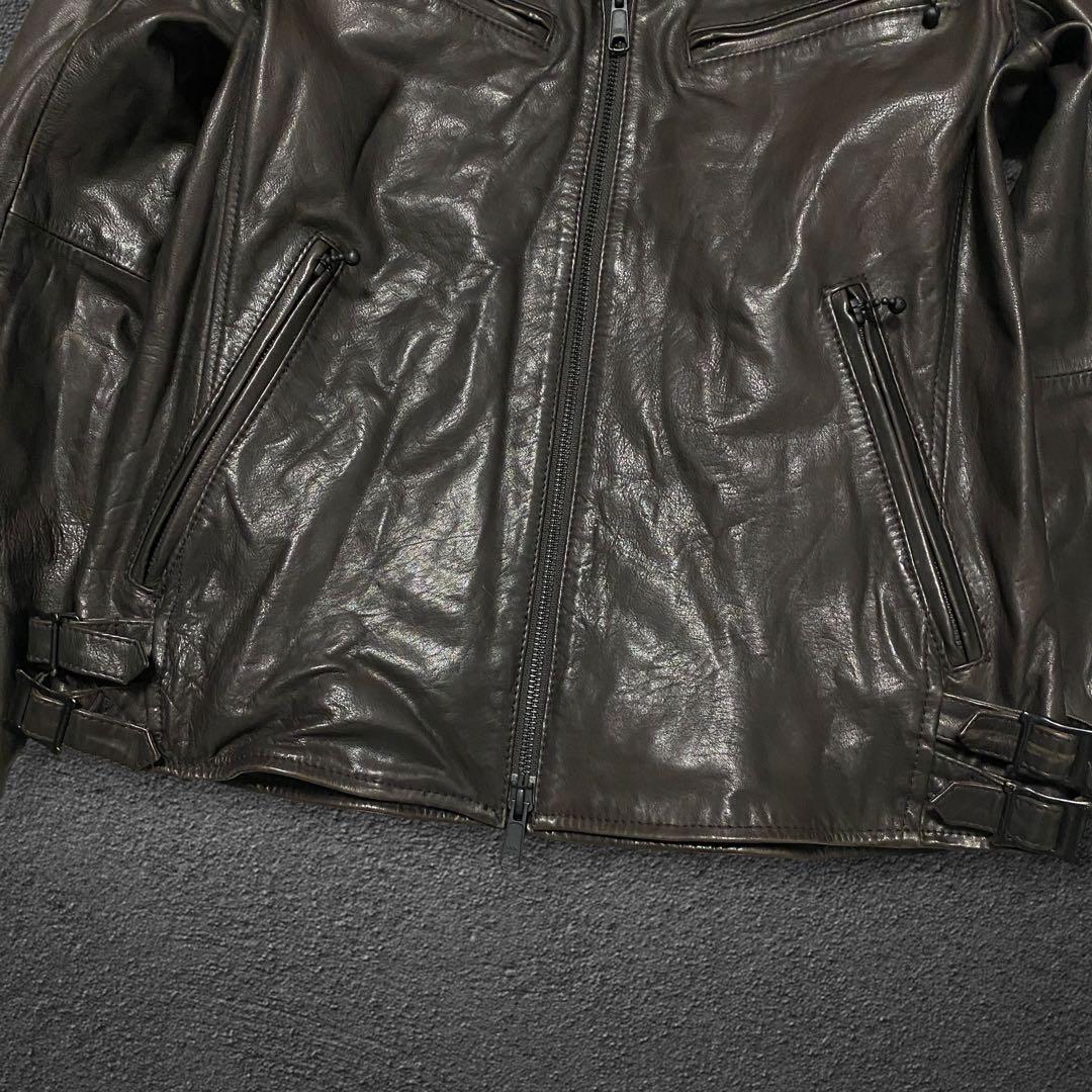 ジャケット・アウター nano universe fur leather biker jacket
