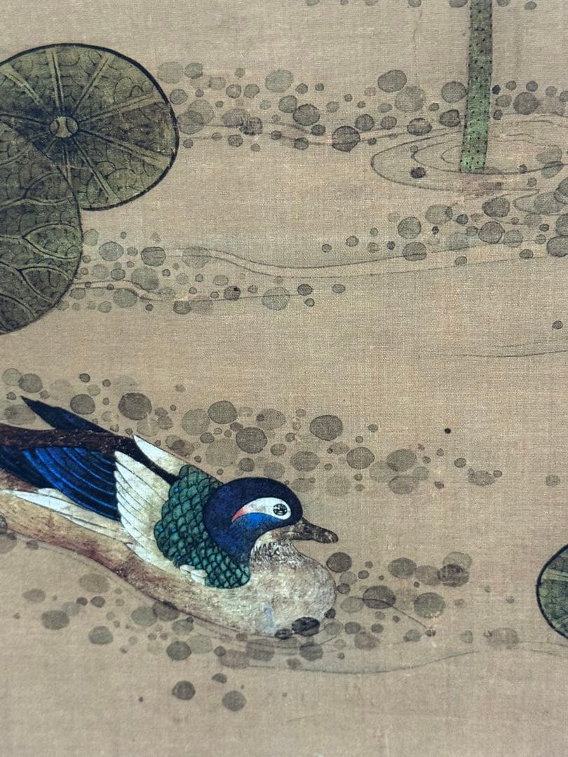 中国明時代　陳洪綬 荷花鴛鴦圖　絹本　原色複製◇検故宮博物館◇一鼎軒0926