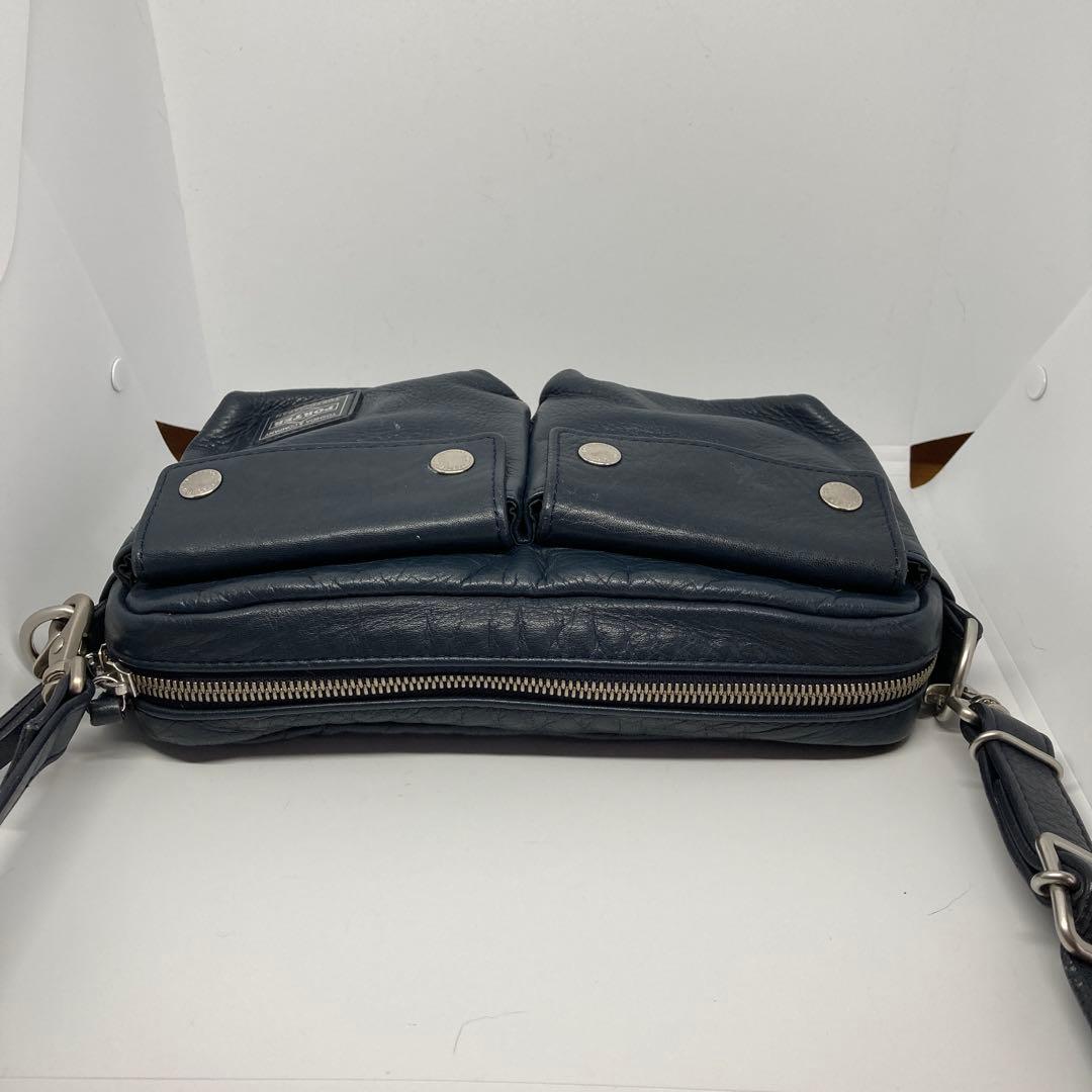 PORTER ネイビー レザー ショルダーバッグ