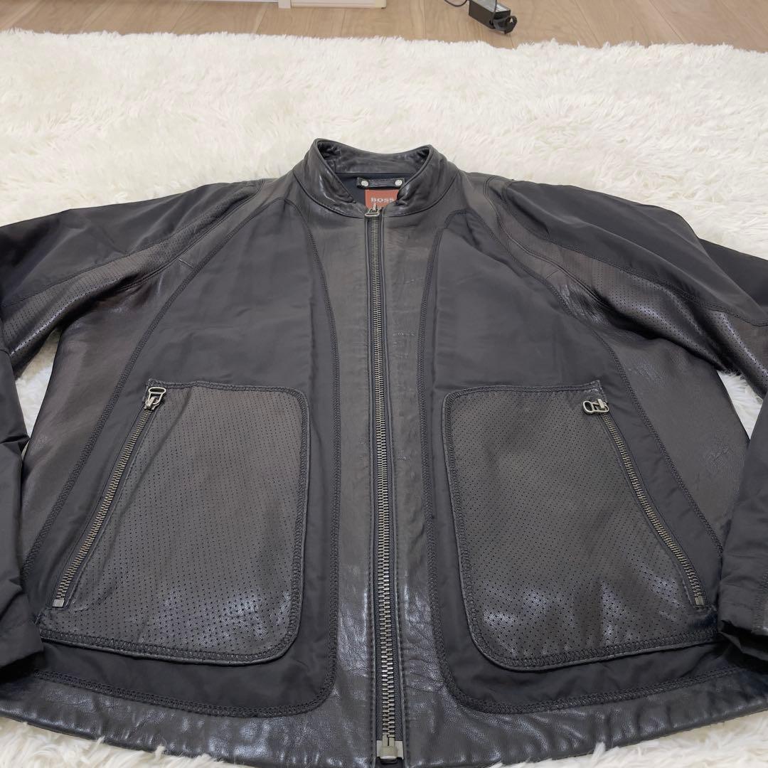 HUGO BOSS レザージャケット 羊革 黒 52サイズ