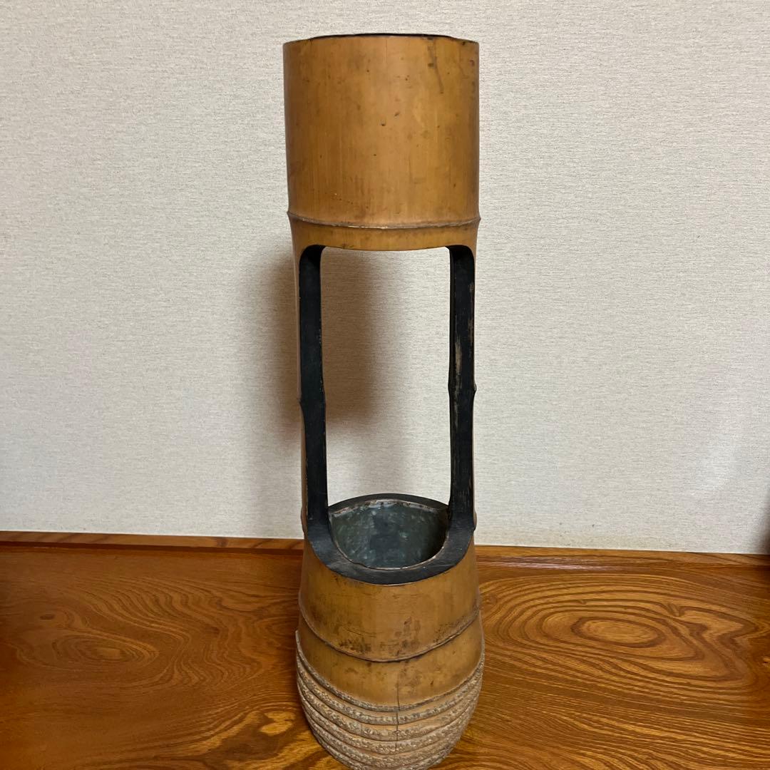 池坊　二重生　生花用花器　天然竹