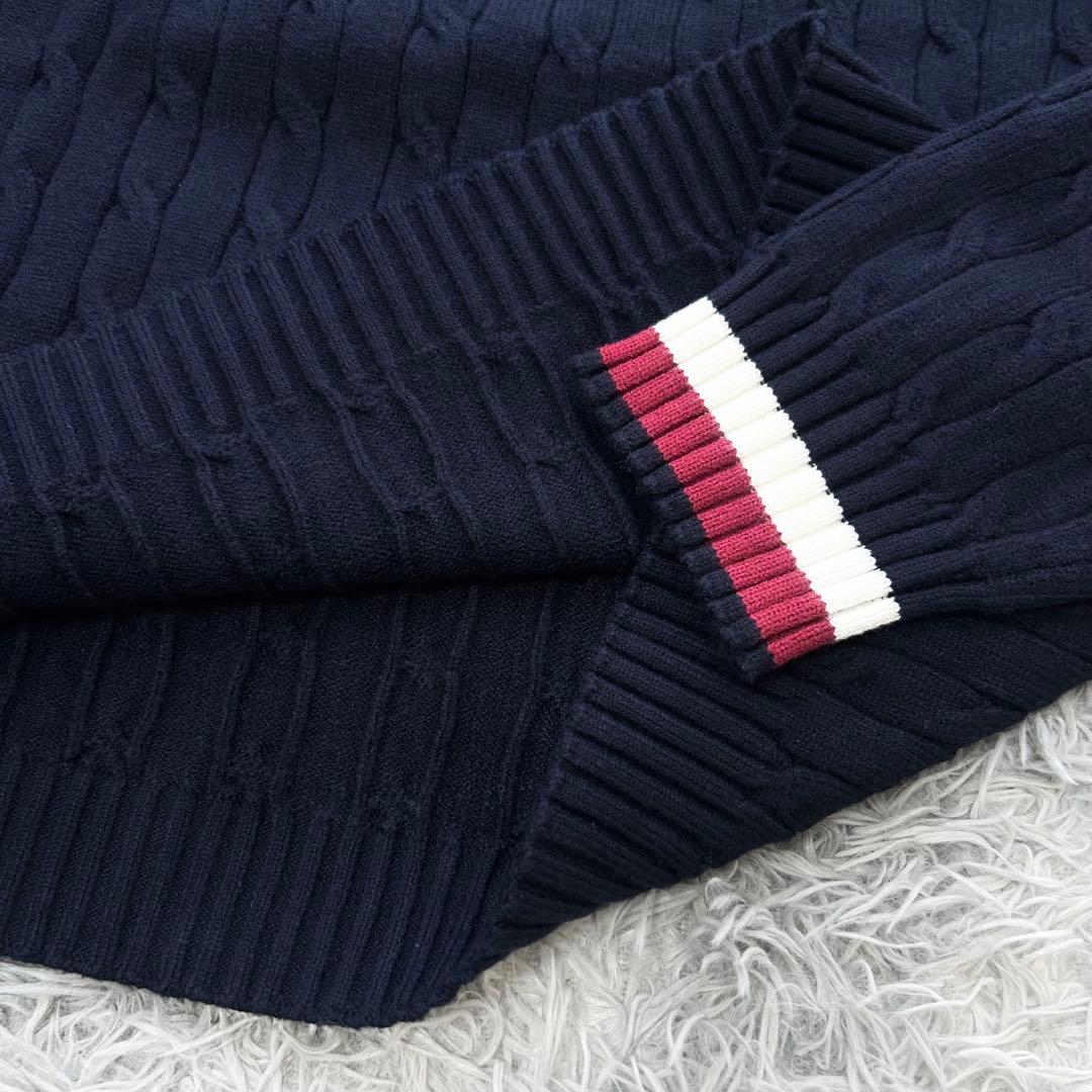 新品　トミーヒルフィガーゴルフ　ニット　セーター　ケーブル編み　ネイビー　L