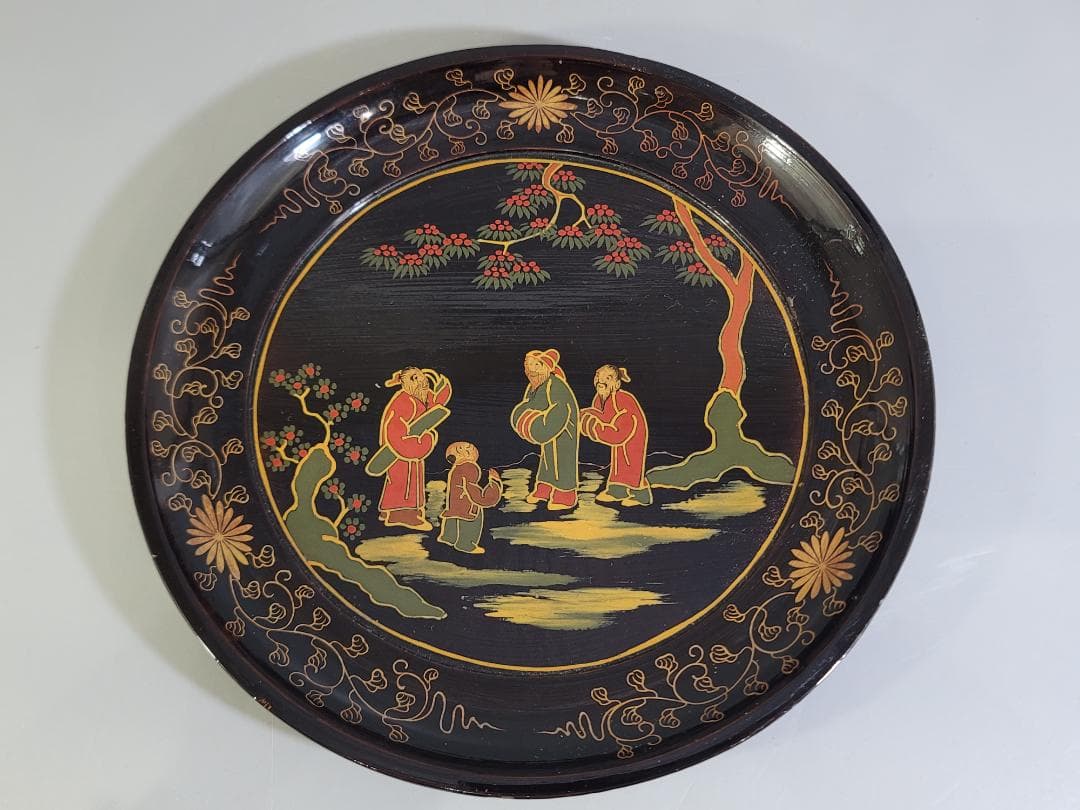 DT344 茶道具 唐物 色絵人物紋 菓子盆 中国 古美術