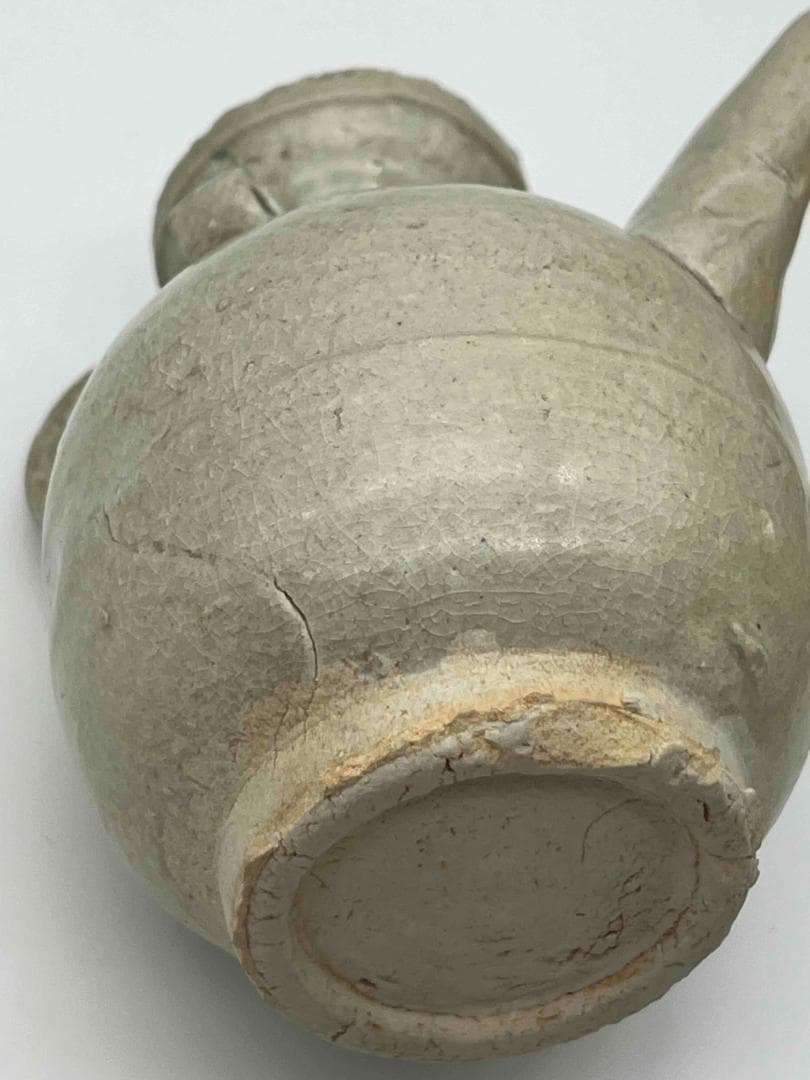 宋時代 湖田窯 青磁双系執壺 青白釉 水注 水指 水差し 茶壺　酒器(F-89)