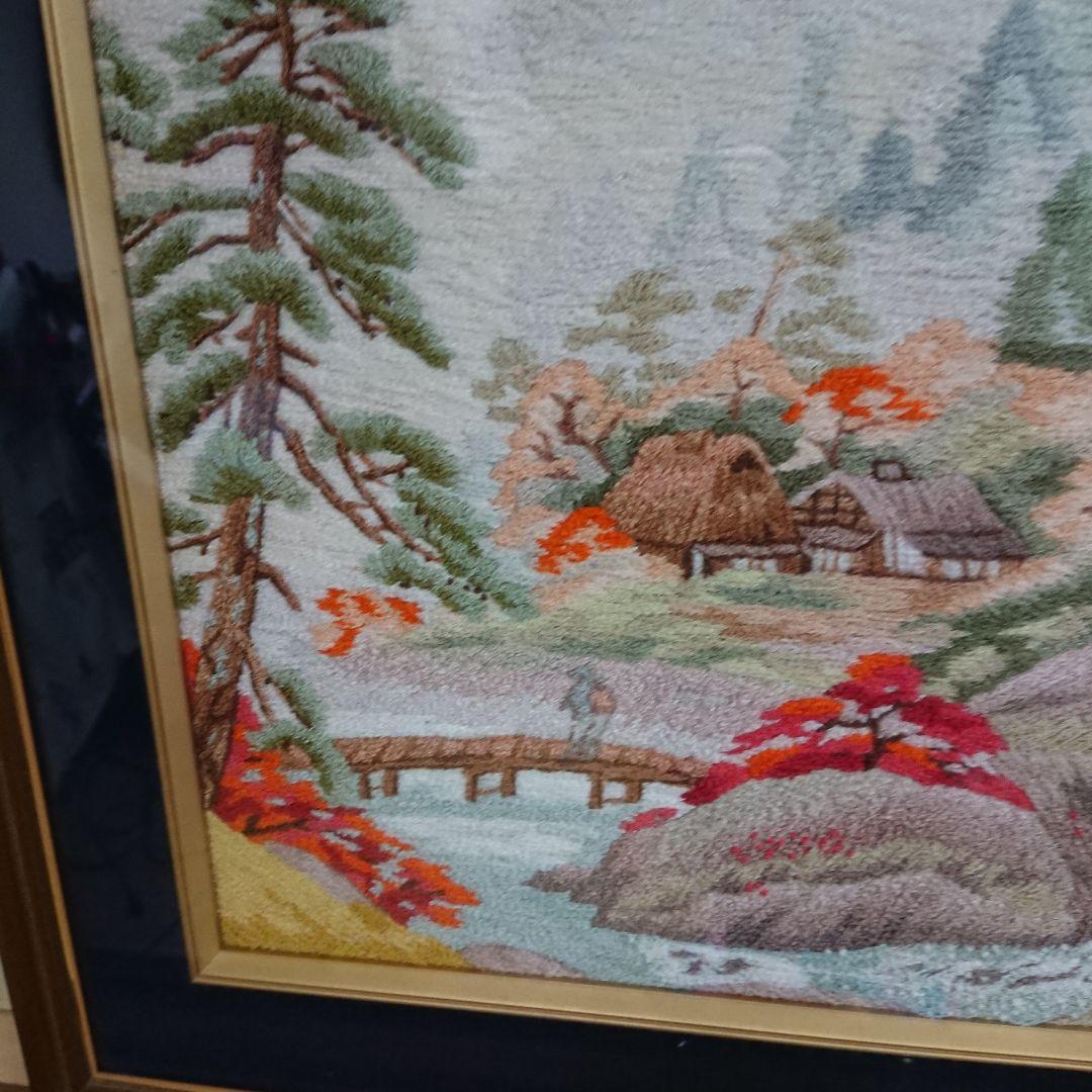 骨董 刺繍田舎の風景