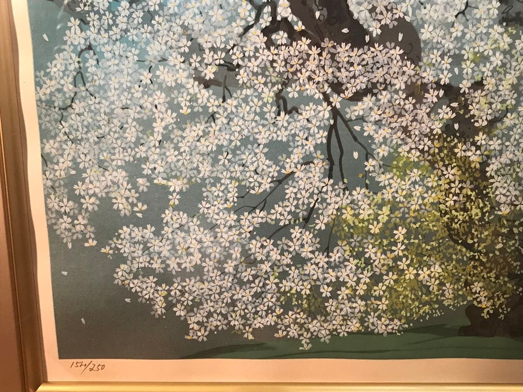 TUSAさま専用　中島千波「千歳櫻」　木版画　直筆サイン・作品証明シール有り