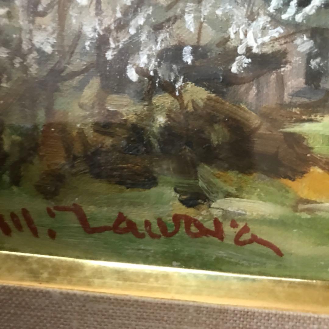 【真作保証】俵正論 油彩画「日本の原風景」（日動画廊取扱証明書付）