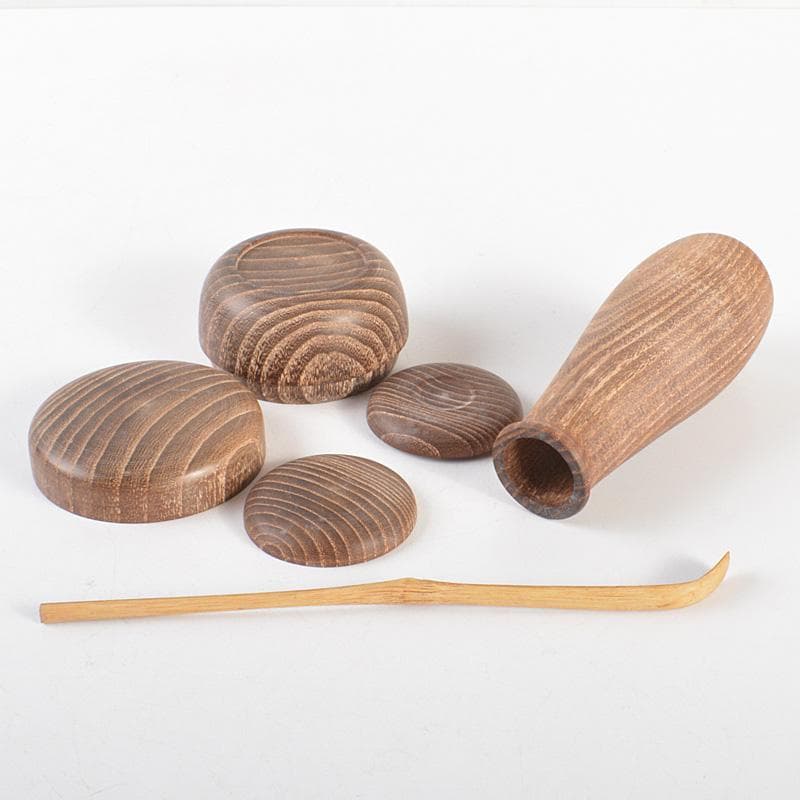 煎茶道具　茶箱　高取焼茶碗　振出など　七点　一式　C　R6791