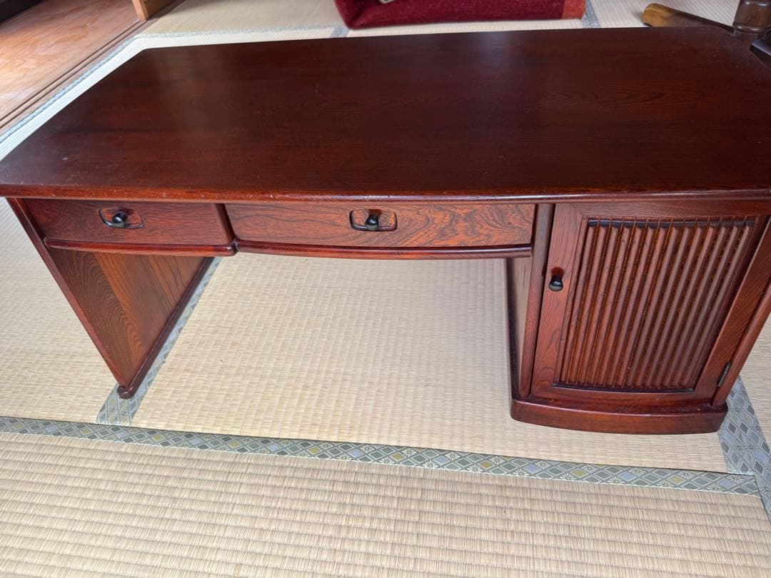 木製文机 引き出し付き ダークブラウン