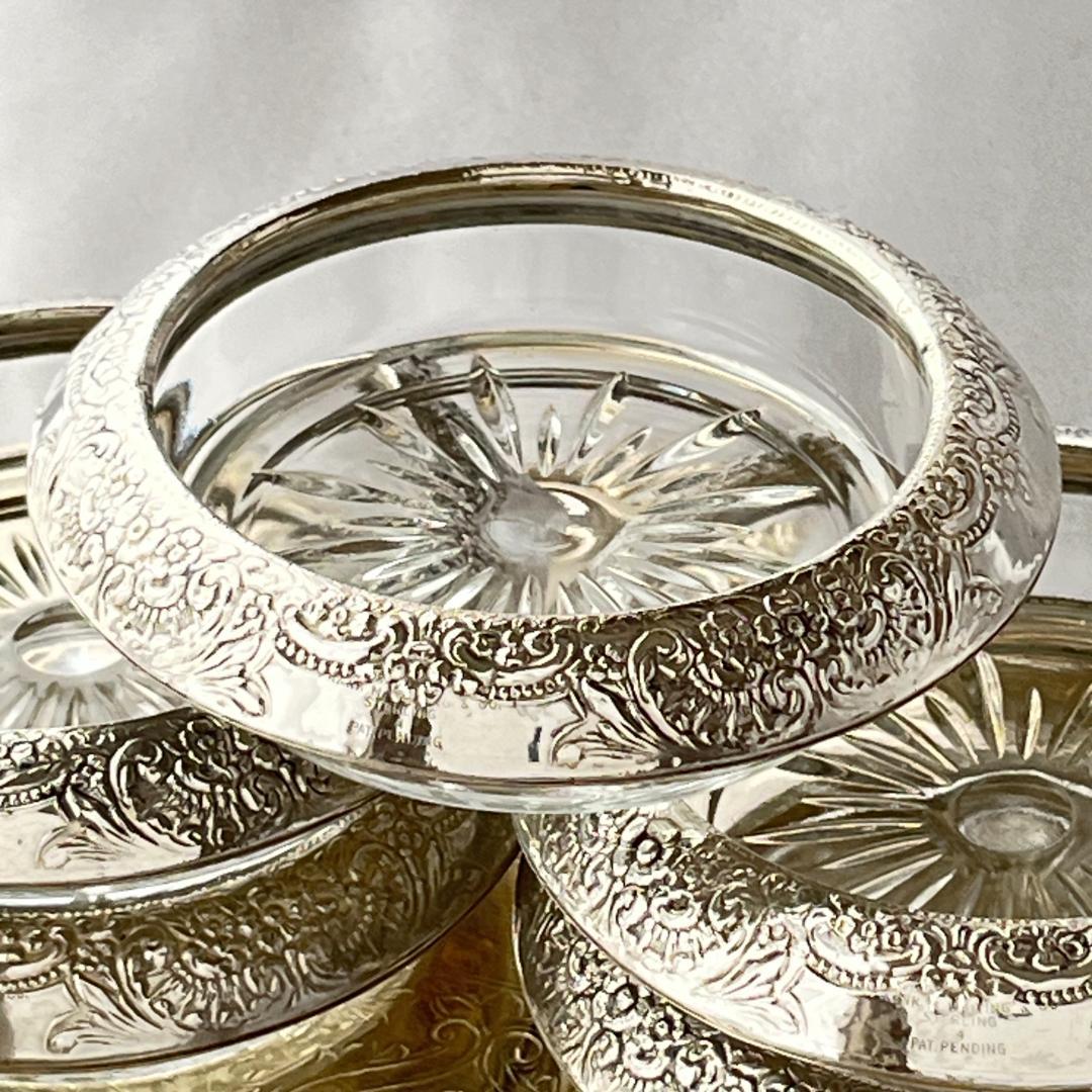 【FRANK M. WHITING】 【純銀/ガラス】コースター 5個組