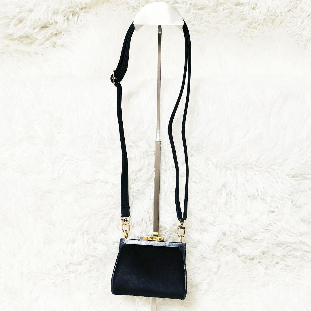 【希少　訳あり】GUCCI グッチ　ハラコ ミニ がま口　ポーチ　財布　ネイビー