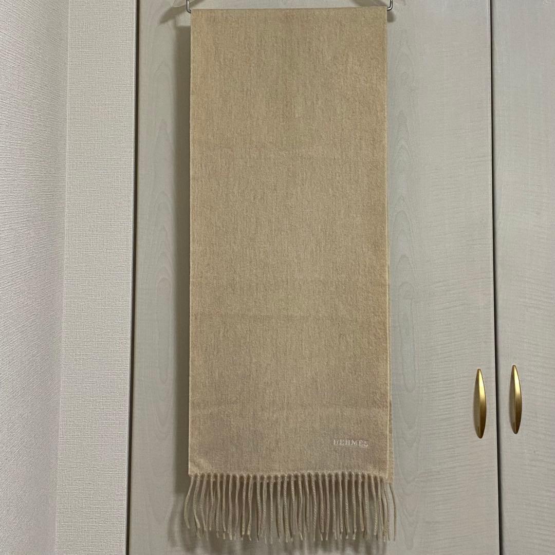HERMES　カシミヤマフラー　ベージュ