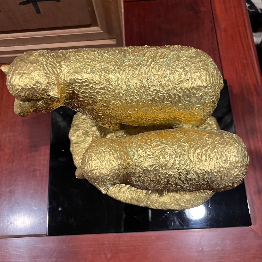 富永直樹　金羊 ブロンズ製 本金箔仕上げ 定価25万　文化勲章受賞　開運　縁起物