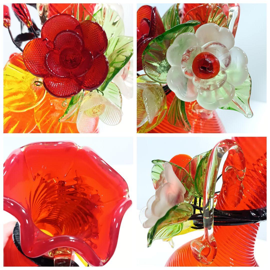 【美品】琉球ガラス 花瓶 ガラスオブジェ ガラス工芸 24cm