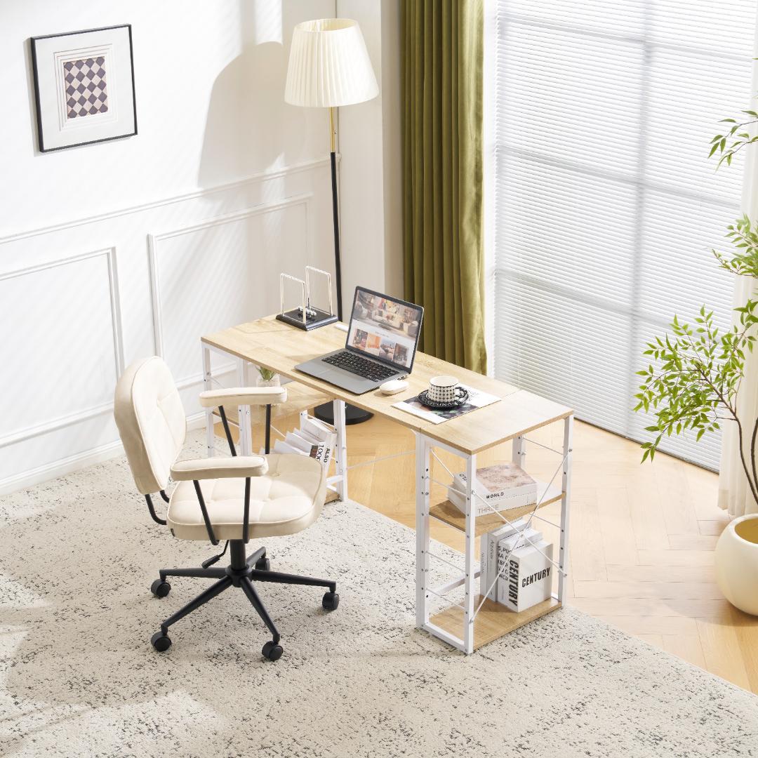 【新品】 一体分離多用デスク パソコンデスク ラック付き