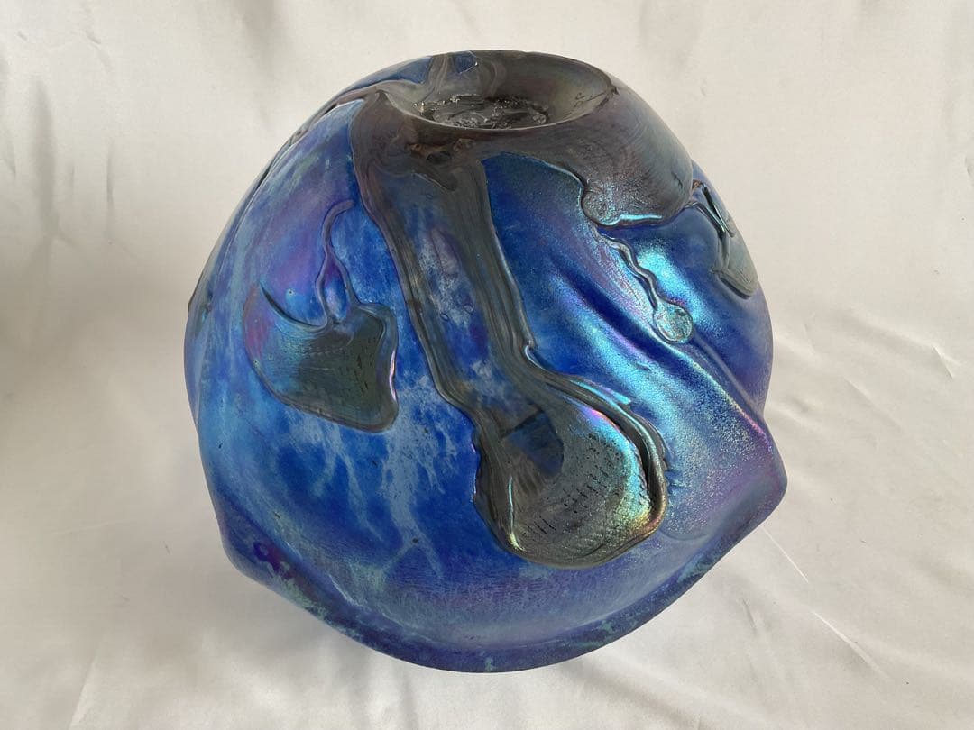 ジャンクロードノヴァロ(仏)1985年フラワーベース(ガラスアート・オブジェ)