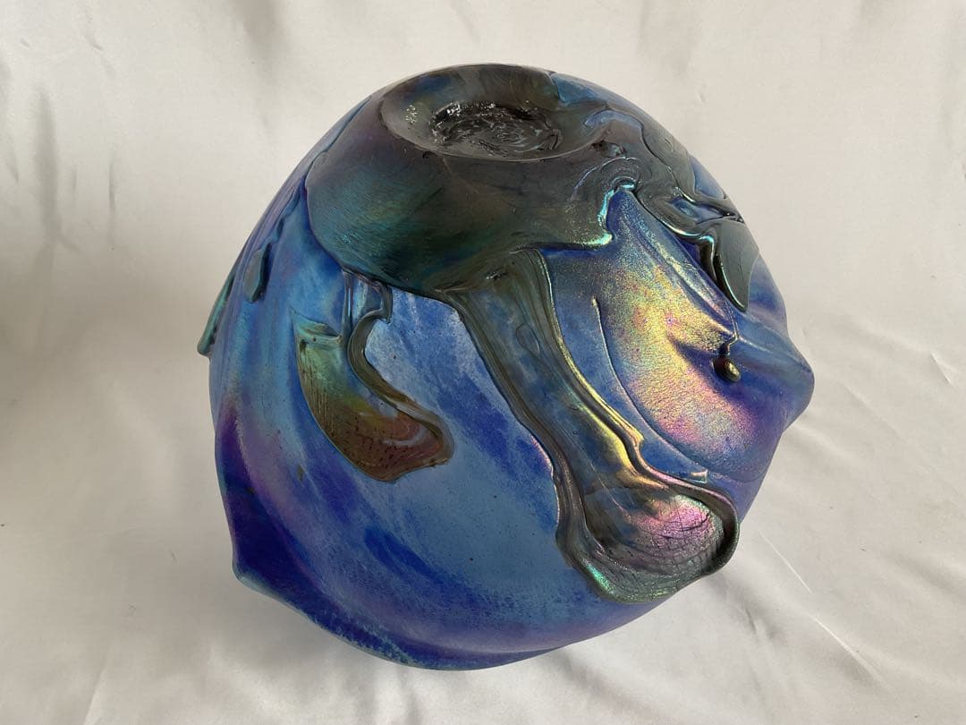 ジャンクロードノヴァロ(仏)1985年フラワーベース(ガラスアート・オブジェ)