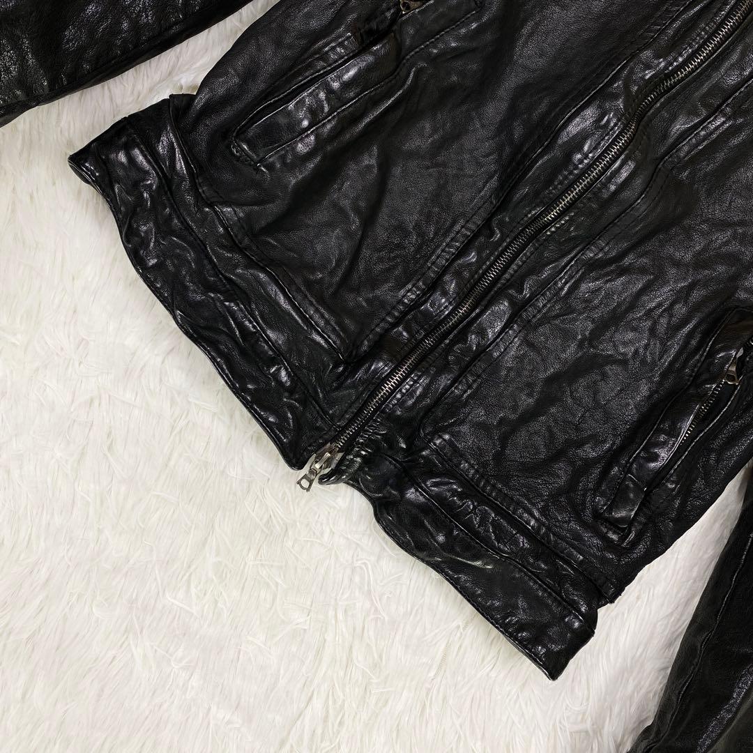 『Neil Barrett』 (XXS) レザー シングルライダースジャケット