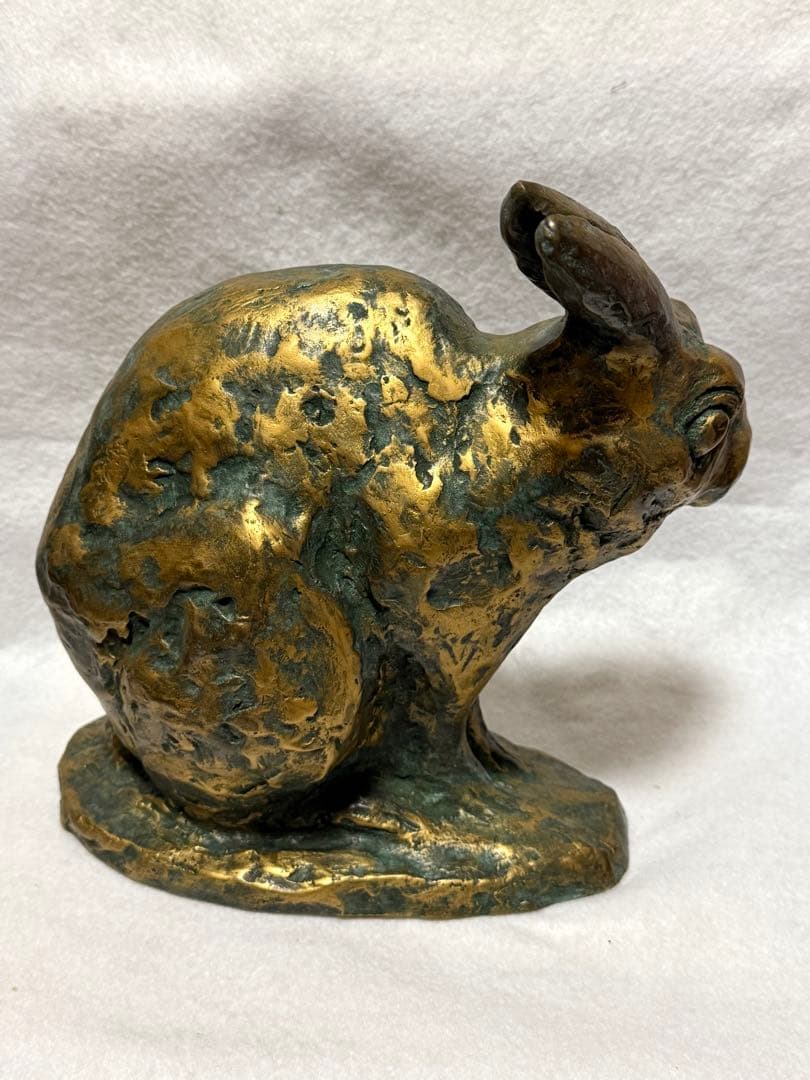 迫力あり！ 本物 有名彫刻家 北村西望 兎 うさぎ ブロンズ像　爽風