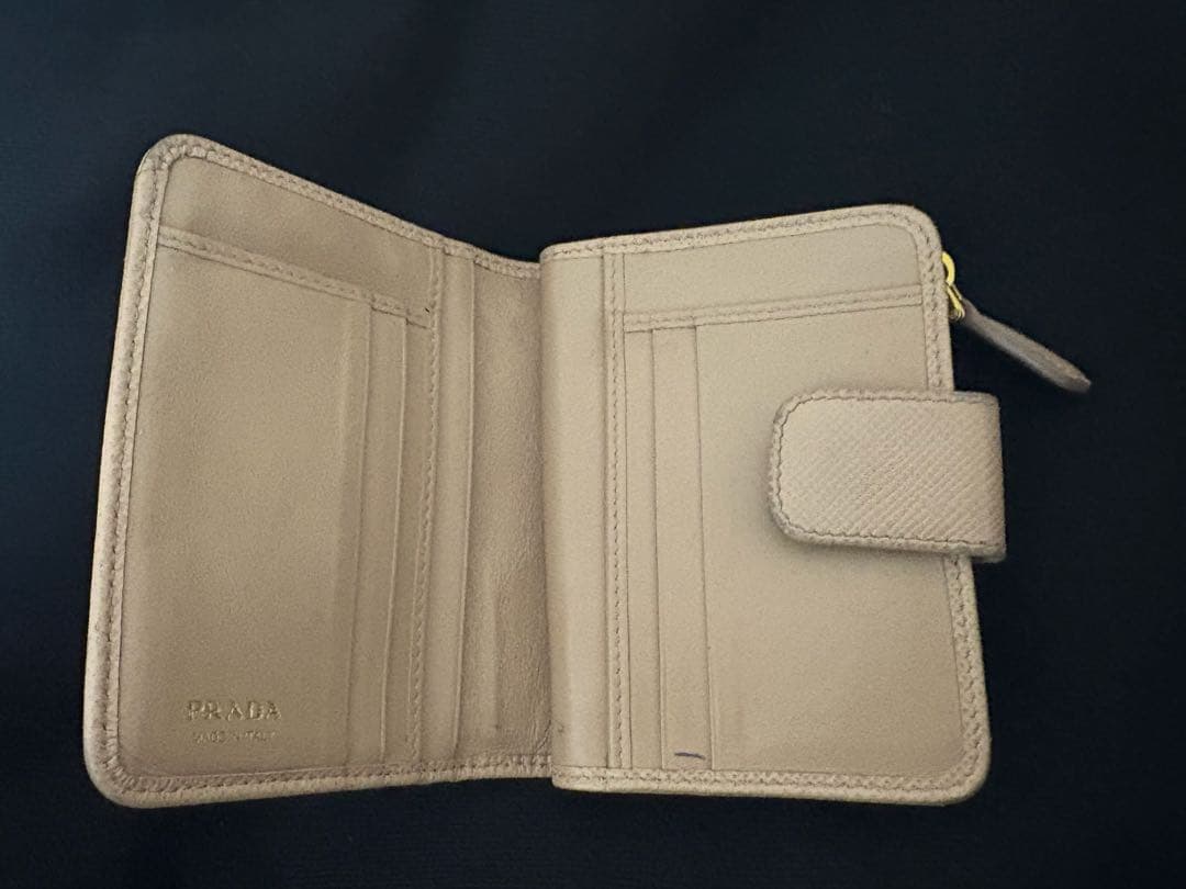 PRADA 二つ折り 財布 2つ折り 正規品 ピンク ベージュ　最終値下げ