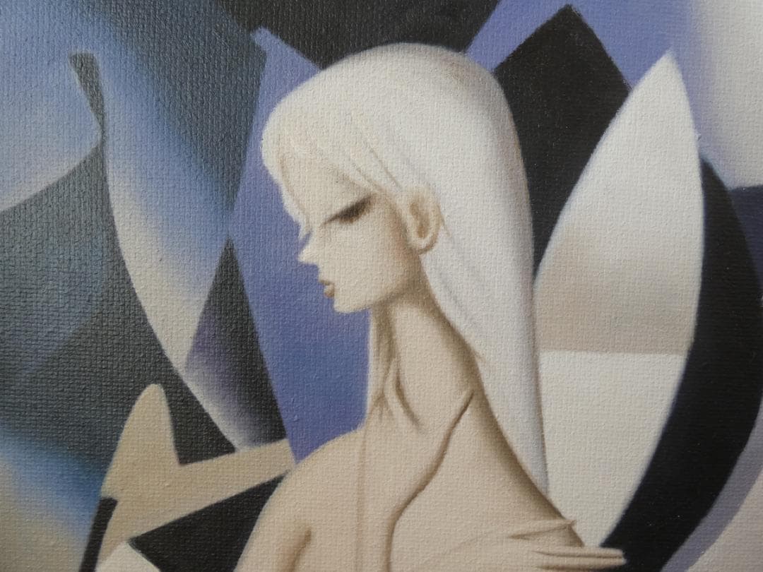 油絵　額付き　東郷青児　【　静がなノラ　】手描き　肉筆 F6