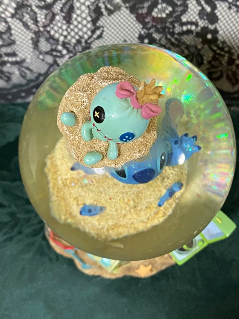 海外ディズニー　スティッチ　オルゴール　スノードーム　スノーグローブ