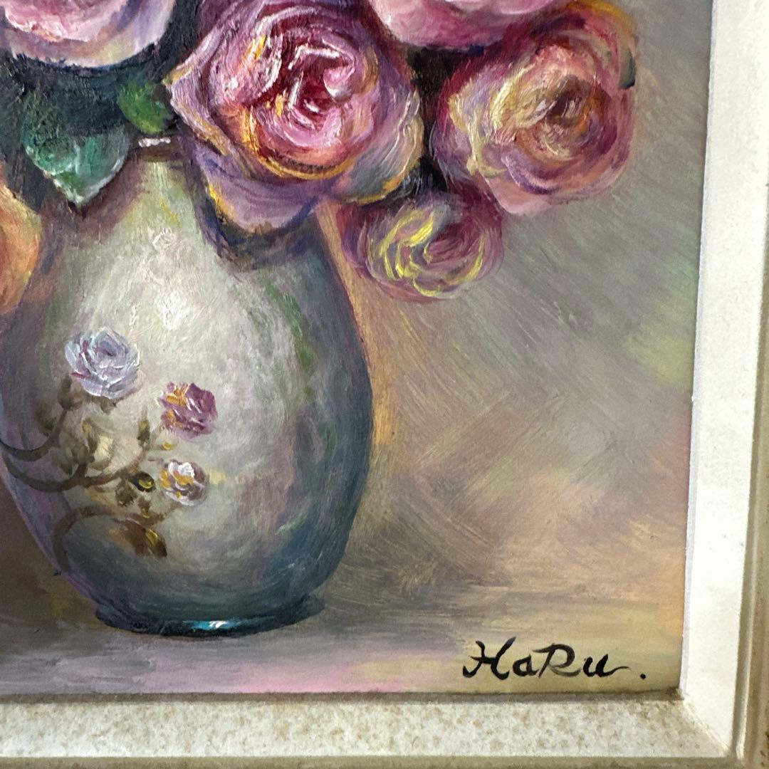 肉筆　真作　一点物　バラの花束絵画　油彩画 作家作品　美術品　静物画　価値有