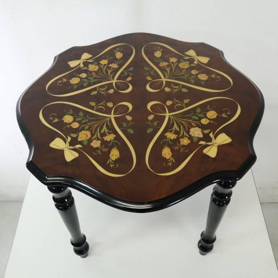 値下げイタリア製クラシカル家具 象嵌 サイドテーブル 花台 飾り台 高さ43cm