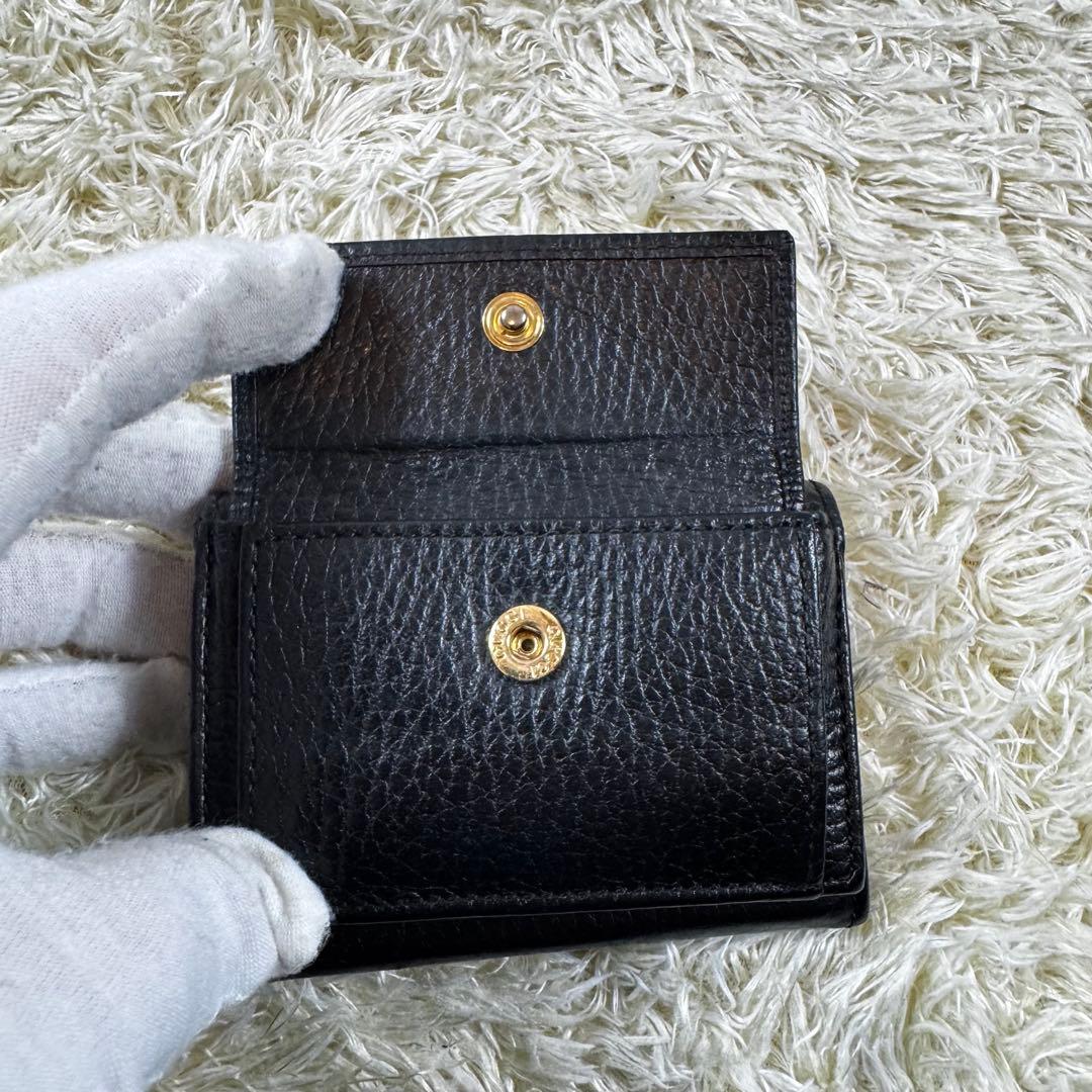 美品✨グッチ　三つ折り財布　マーモント　黒　レザー　付属品完備　523777