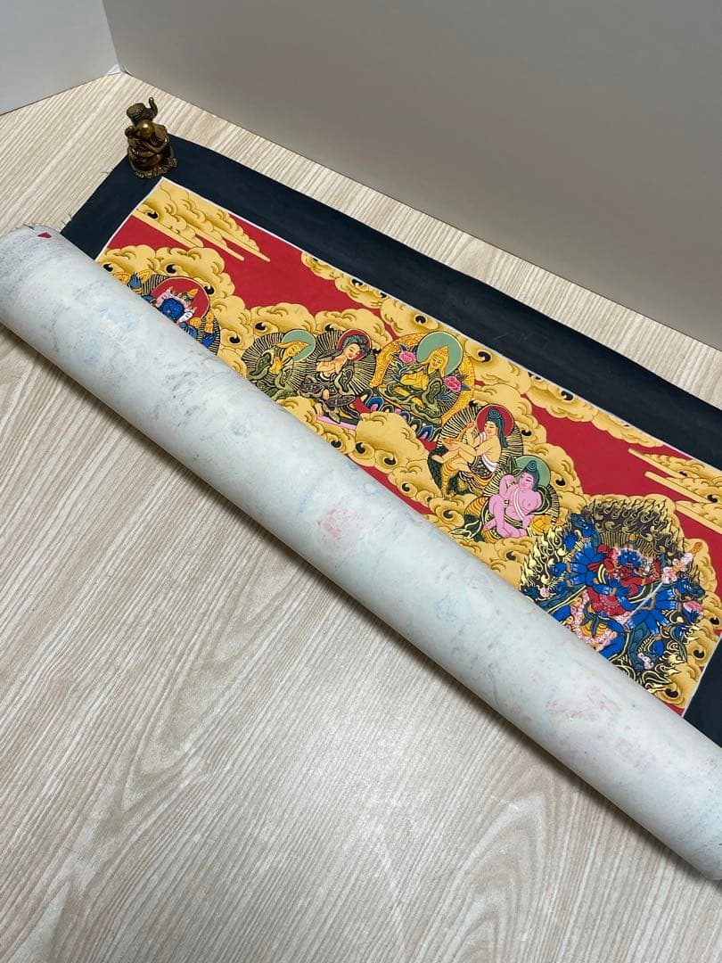 『 チベット密教　1点物 』 手描き　ヤマーンタカ　歓喜神　曼荼羅　仏画　仏教