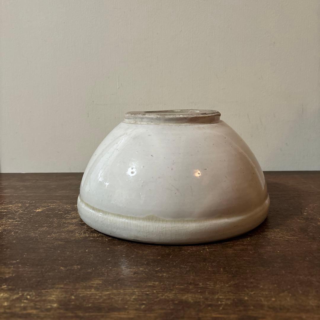 東北民窯　平清水焼　大鉢　白釉　花器　白磁　アンティーク　骨董　古美術　李朝