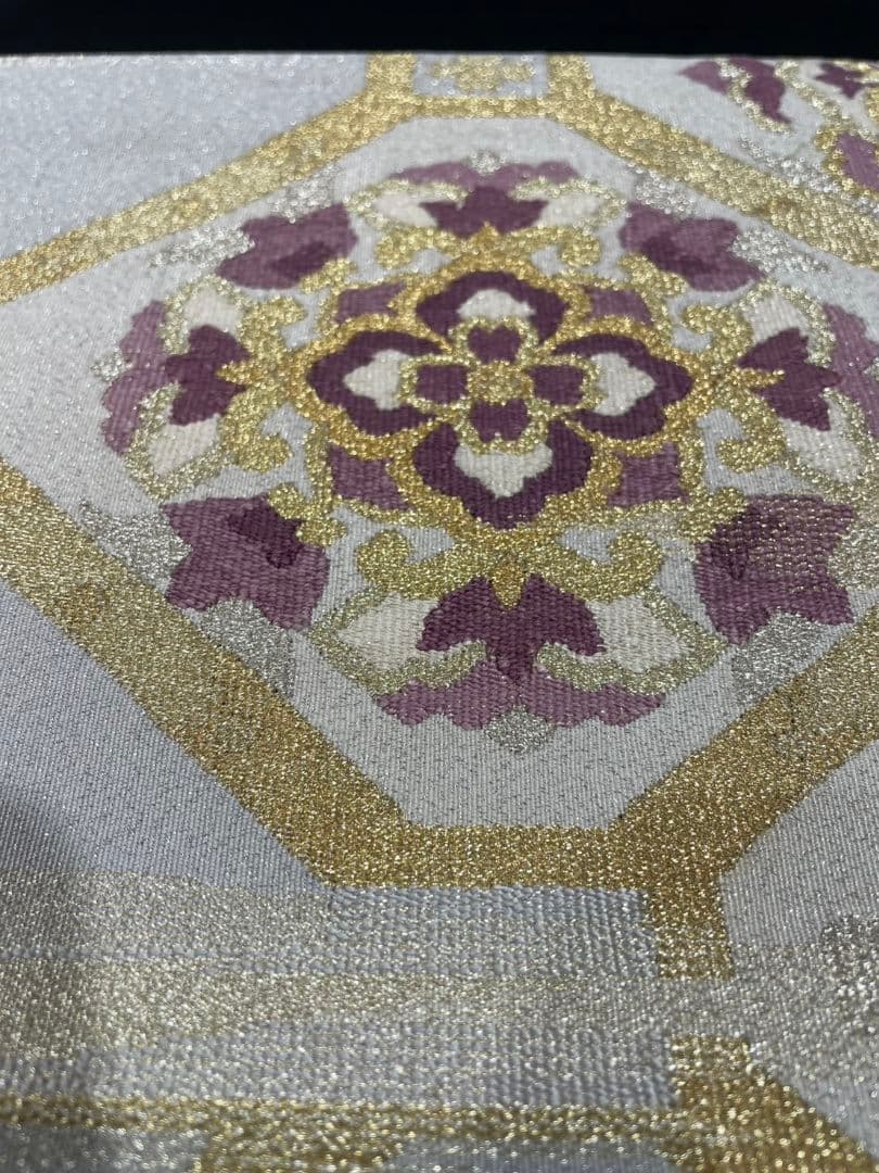 【お茶席用に】★★正絹　じゅらく\"帝王紫\"　綴れ袋帯★★