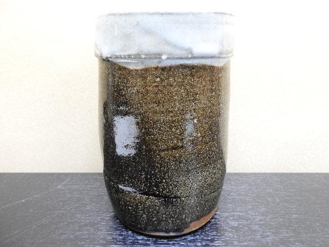 徳沢守俊　花入　須恵窯　朝鮮唐津　共箱　MA33