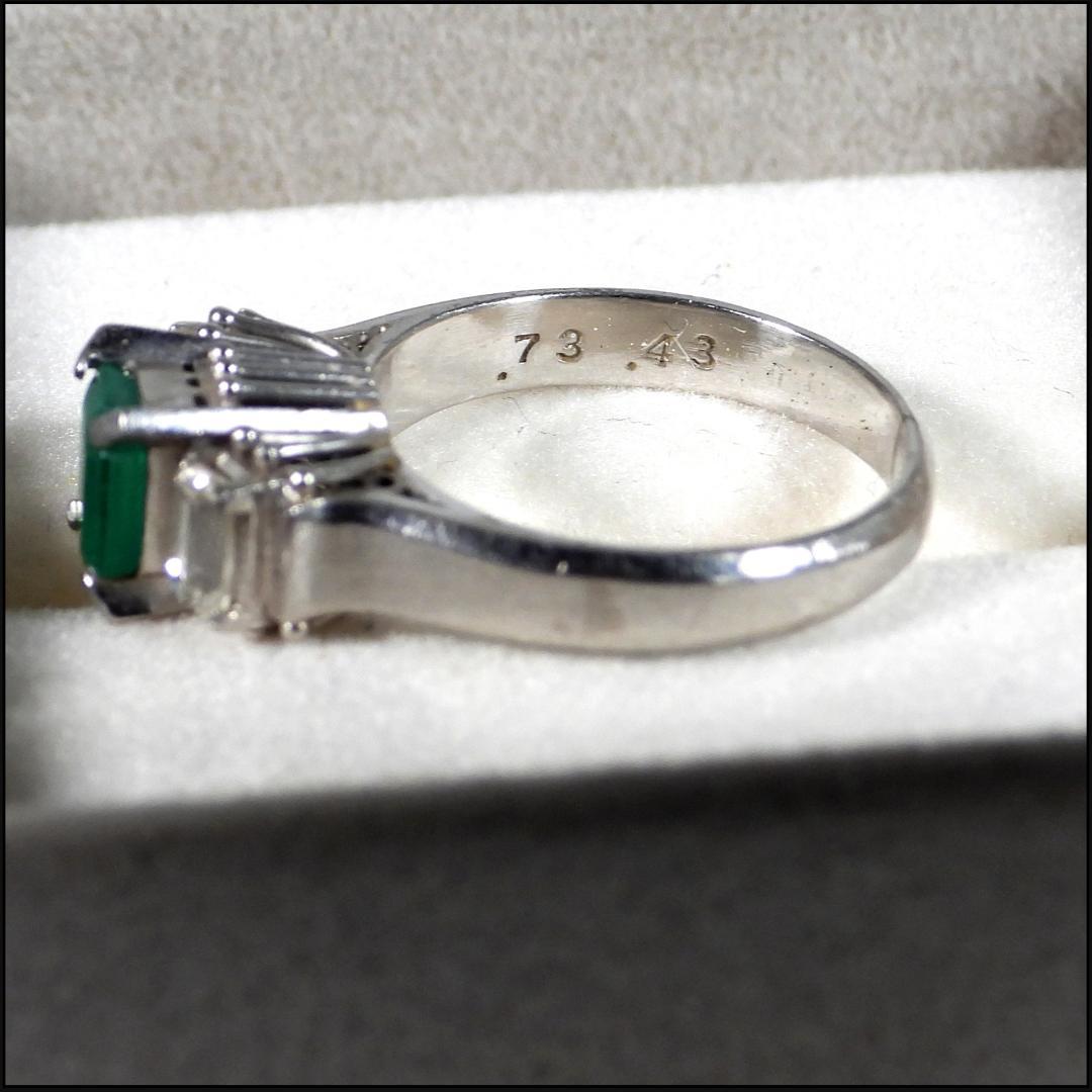 Pm900 0.73 0.43エメラルド ダイヤモンド指輪 重さ約5.6g10号